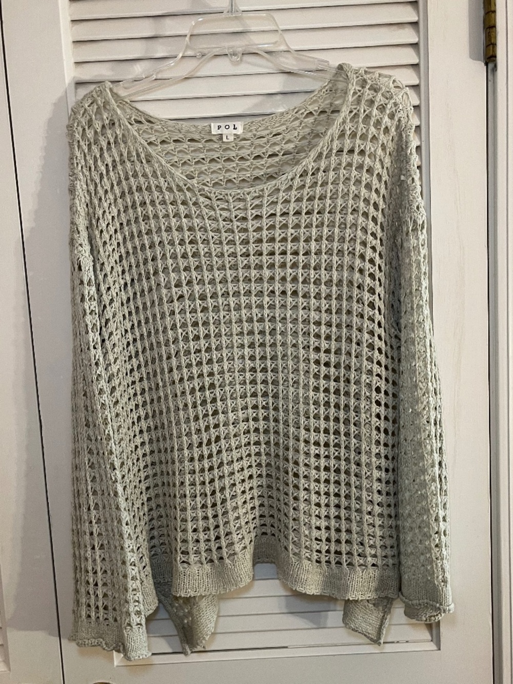 POL Crochet Mesh Oversized Boho Top Beige Size L - Picture 8 of 8